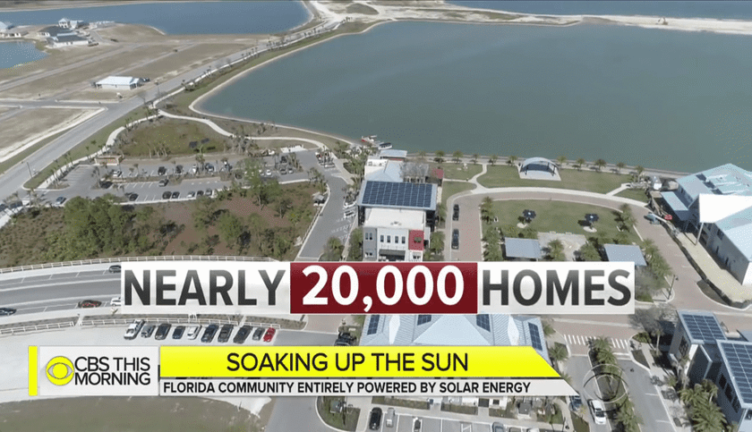 A CBS news story showing nearly 20,000 Florida homes are powered by solar energy