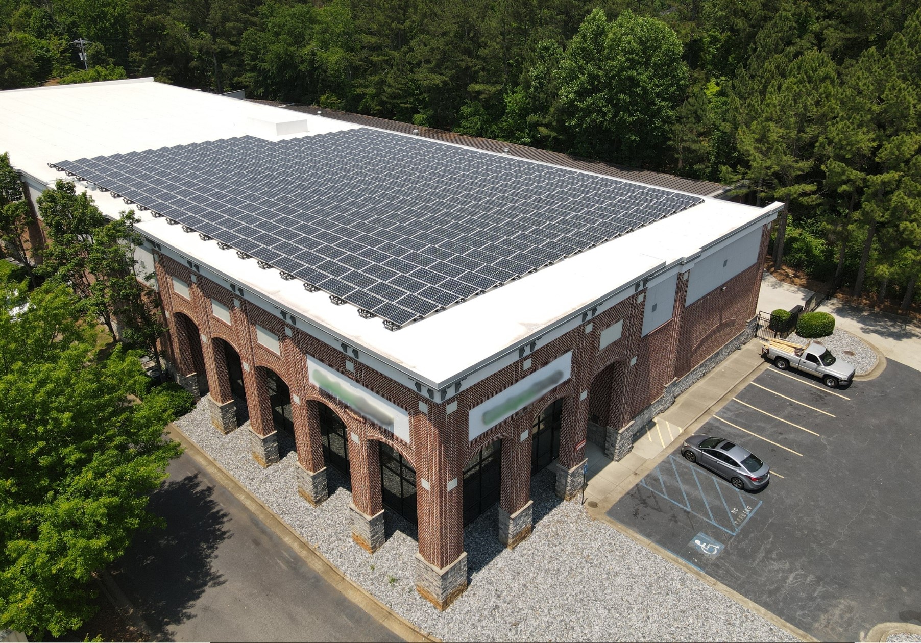 building with solar panels on the roof